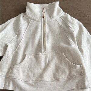 Lululemon Scuba Funnel-Neck Cream Marled Quarter-Zip Pullover